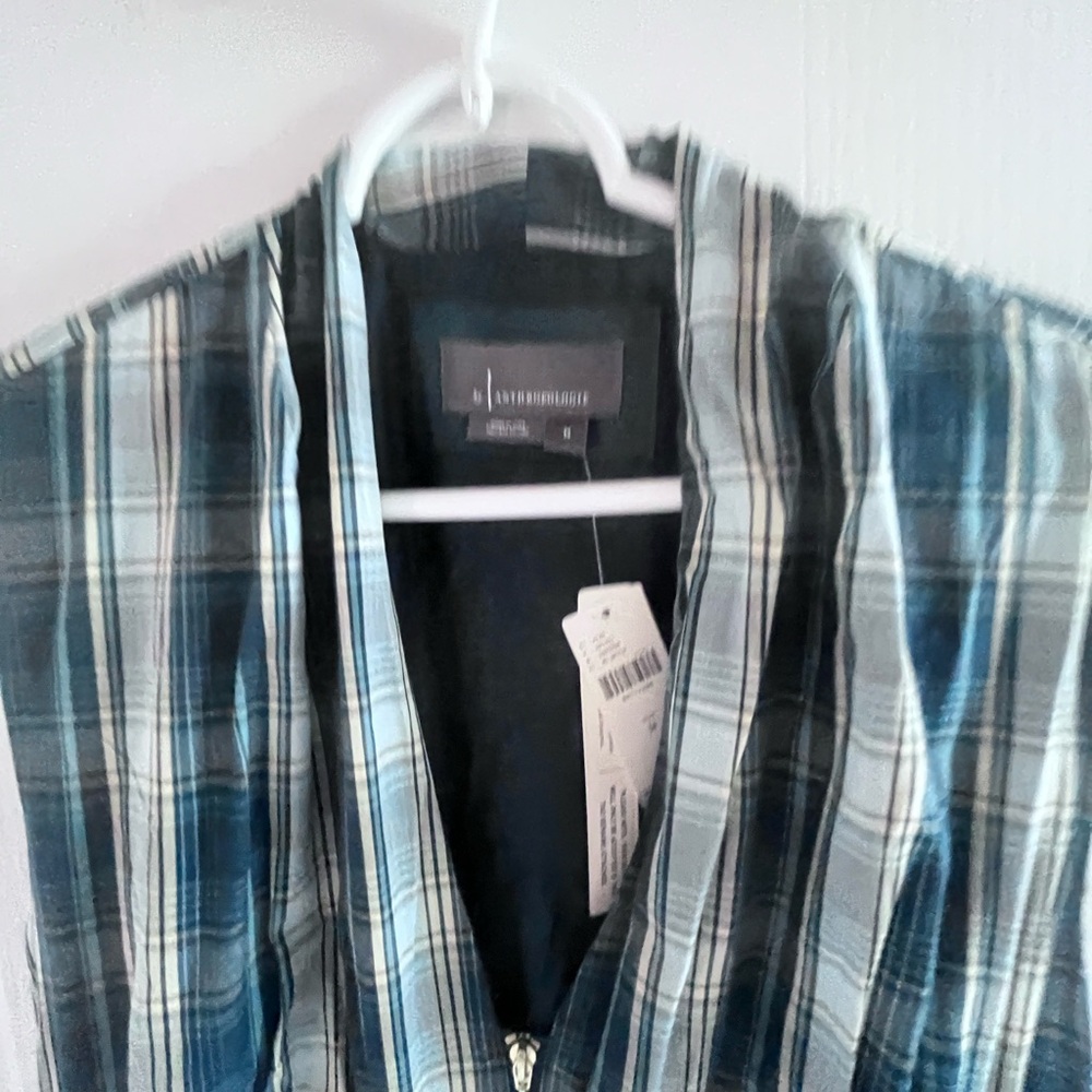 NWT - Anthropologie Blue / Green Plaid Dress, Size Medium - Picture 3 of 7